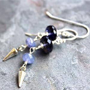 ACICg COA^UiCgA_K[AX^[O Vo[ r[Y΃hbv _O Aerides Designs Iolite Earrings with Tanzanite, Daggers, Sterling Silver Beaded Gemstone Drop Dangles