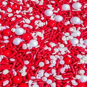 Sprinkle Deco Red and White Polka Dot Edible Confetti Sprinkles Cake Cookie Cupcake IceCream Donut Quins - 6oz