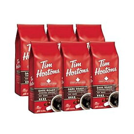 Tim Hortons ダークロースト、リッチグラウンドコーヒー、完璧なバランス、常に滑らか、100% アラビカ豆製、72 オンス、12 オンス (6 個パック)、レッド Tim Hortons Dark Roast, Rich Ground Coffee, Perfectly Balanced, Always Smooth, Made w
