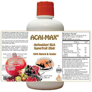 Acai Max - CAOH ̃I[KjbN ATC[ W[X uh (2 ` 32 IX̃{g) CALIFORNIA ACADEMY OF HEALTH Acai Max - Organic Acai Juice Blend from CAOH (2-32 oz Bottles)