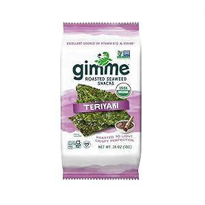 Gimme Seaweed Organic Roasted Seaweed Sheets - Teriyaki - 10g Sharing Pack (Single) - Keto, Vegan, Gluten Free -Great Source of Iodine and Omega 3 s - Healthy On-The-Go Snack for Kids & Adults