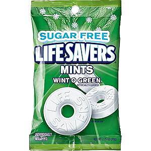 Life Savers Wint O Green �V���K�[�t���[ �~���g �L�����f�B �o�b�O�A2.75 �I���X Life Savers Wint O Green Sugarfree Mints Candy Bag, 2.75 ounce