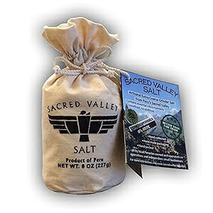 y[A}XYSACRED VALLEY SALT - ̍ėp\ȃLoX|[`ɓɑeOC_[\g SACRED VALLEY SALT from Maras, Peru - Extra Coarse Grinder Salt in Handmade Reusable Canvas Pouch