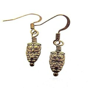 ȃAeB[N^Jg[̃tNEhbvCO Jenni Leigh Creations Tiny Brass Toned Owl Drop Earrings