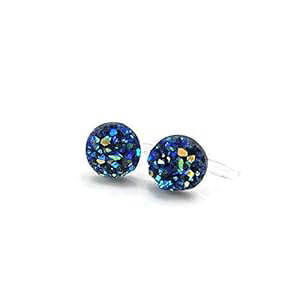 ڂɌȂNbvItFCNhD[W[COAsAXpAu[ABA8mm Pretty Smart Invisible Clip On Faux Druzy Earrings for Non-Pierced Ears, Blue AB, 8mm