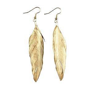S[hhtFU[{w~AEFfBOCO 4 C`AbLC[tbN Libby & Smee Gold ted Feather Boho Wedding Earrings 4 inch on Gold-Plated Ear Wire Hooks