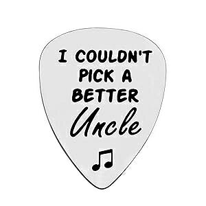 Dabihu Best Uncle Guitar Pick Gifts Uncle Fathers Day Jewelry Gifts for Uncle Musical Guitar Pick Gift for Uncle Best Uncle Ever Gift from Niece Nephew Christmas Birthday Gift