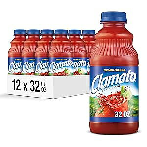 Clamato Original Tomato Cocktail, 32 fl oz bottle (Pack of 12), Flavored With Tomato Juice & Spices, Perfect Mixer for the Authentic Michelada, Bloody Mary Drinks, and Seafood Cocktail