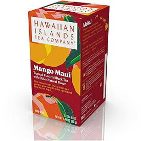 20 Count (Pack of 1), Mango Maui, Hawaiian Islands Tea Company Mango Maui Black Tea, All Natural - 20 Teabags (1 Box)
