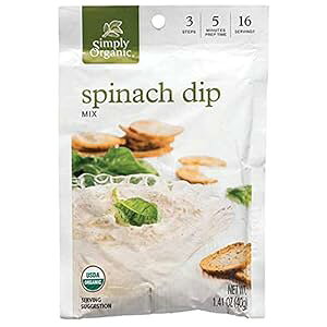Simply Organic ق񑐃fBbv~bNXAI[KjbNFAOet[ 1.41IX 12pbN Simply Organic Spinach Dip Mix, Certified Organic, Gluten-Free 1.41 oz Pack of 12