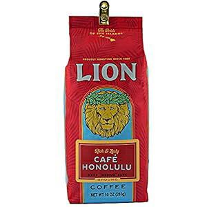 CIR[q[AJtFzmA~fBA_[N[XgA҂A10IXobO Lion Coffee, Caf Honolulu, Medium-Dark Roast, Ground, 10 Ounce Bag