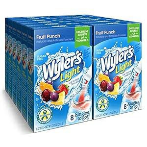 Wyler's Light Singles To Go pE_[pPbgAEH[^[hN~bNXAt[c|`A8 JEg/1  (12 pbN) Wyler's Light Singles To Go Powder Packets, Water Drink Mix, Fruit Punch, 8 count/single serv
