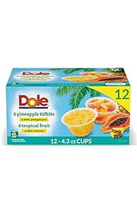 Dole �t���[�c�{�E�� �p�C�i�b�v���̏��l�^�ƃg���s�J���t���[�c�� 100% �W���[�X�A�o���G�e�B�p�b�N�A�O���e���t���[�̃w���V�[�X�i�b�N�A4 �I���X�A���v 12 �J�b�v Dole Fruit Bowls Pineapple Tidbit