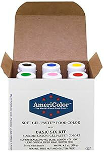 AmeriColor x[VbN 6 Lbg \tgWFy[XgHpFfA0.75 IXA6 pbNLbg AmeriColor Basic Six Kit Soft Gel Paste Food Color, 0.75 Ounce, 6 Pack Kit