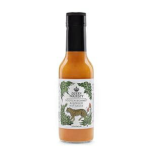 Queen Majesty Scotch Bonnet & Ginger Hot Sauce, 5 oz - All Natural Scotch Bonnet, Habanero, & Ginger Condiment - Vegan, Kosher, Gluten Free, non GMO, No Sugar, Award Winning & Featured on Hot Ones
