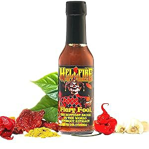 Hellfire Hot Sauce Fiery Fool - Extreme Hot Sauce without Extract, Featured on Hot Ones TV Show, 5 oz.