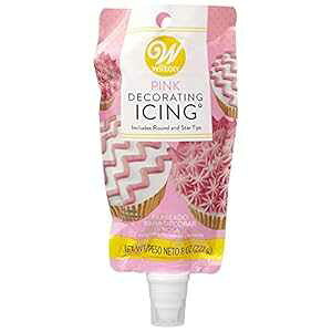 EBg fR[VACVO 8IXAvX`bN`bvt (sN) Wilton Decorating Icing 8 Ounce, with Plastic Tips (Pink)