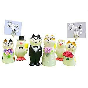 6ZbgAEFfBOP[Lgbp[A&p[eB[̑p̂킢ʔL̃tBMAZbg(6Zbg) M Joy 6 Pcs Set, Wedding Cake Topper,Wedding & Engagement Party Cute Funny Cat Figure