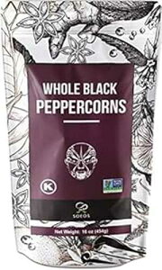 Soeos SӞ 16 IXA`qg݊F؍ς݁AR[VAO[h AAAA^󖧕pbP[WŌӞVNASAǂɕۂ܂A1 |h (1 pbN) Soeos Whole Black Peppercorns 