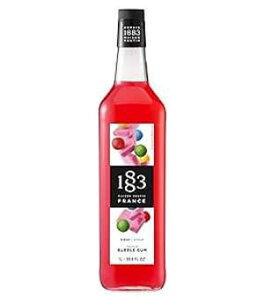 1883 MAISON ROUTIN 1883 Bubble Gum Syrup - Flavored Syrup for Hot & Iced Beverages - Gluten-Free, Vegan, Non-GMO, Kosher, Preservative-Free, Made in France Glass Bottle 1 Liter (33.8 Fl Oz)