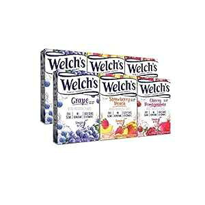 SINGLES TO GO! Welch's Variety Pack - Strawberry Peach, Cherry Pomegranate & Grape Pack of 6