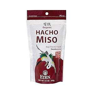 Eden Organic Hacho Miso, Traditionally Made in Japan, Soy, Koji, Rich in Umami, Dark Red, Aged 3 Years, Hatcho, 12.1 oz