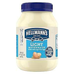 Hellmann's Light Mayonnaise For A Creamy Condiment for Sandwiches and Simple Meals Light Mayo Made With 100% Cage-Free Eggs 30 oz Hellmann's Light Mayonnaise For A Creamy Condiment for Sandwiches and Simple Meals Light