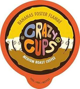 Crazy Cups キューリグ K カップマシン用フレーバーコーヒー、バナナフォスターフランベ、ホットまたはアイスドリンク、シングルサーブ 22 個、リサイクル可能なポッド Crazy Cups Flavored Coffee for