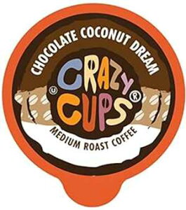 Crazy Cups キューリグ K カップマシン用フレーバーコーヒー、チョコレートココナッツドリーム、ホットまたはアイスドリンク、シングルサーブ 22 個、リサイクル可能なポッド Crazy Cups Flavored C