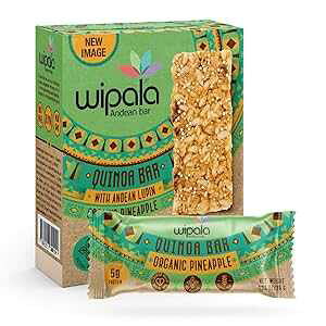 Everglobe Pineapple, Wipala Protein Bars - Pineapple : Made with Quinoa and Andean Lupin, Vegan, Nut Free, Gluten Free, Non-GMO, 12 Pack