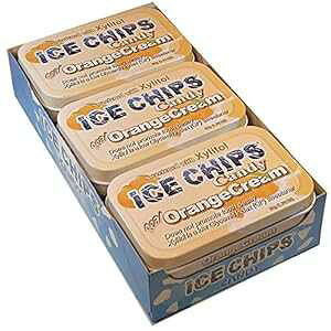 ICE CHIPS LVg[ LfB (IW N[A6 pbN) - ʐ^̃oh܂܂܂ ICE CHIPS Xylitol Candy Tins (Orange Cream, 6 Pack) - Includes BAND as shown