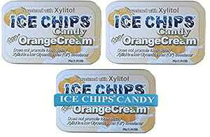 ICE CHIPS LVg[ LfB (IW N[A3 pbN) - ʐ^̃oh܂܂܂ ICE CHIPS Xylitol Candy Tins (Orange Cream, 3 Pack) - Includes BAND as shown