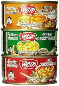 ^CO[bhCG[J[y[XgZbgiIWio[WjA4IXi6pbNj Maesri Thai Green Red Yellow Curry Pastes Set (Original Version), 4 Ounce (Pack of 6)