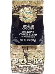 CRi 10% RiR[q[uhAg[XgRRibct[o[ -  8 IXobO ROYAL KONA COFFEE FOR ROYALTY Royal Kona 10% Kona Coffee Blend, Toasted Coconut Flavor - Ground 8 Ounce Bag