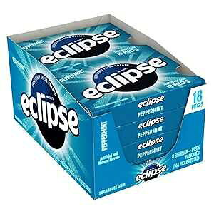 ECLIPSE ペパーミント シュガーフリー チューインガム 18個入 (8パック) ECLIPSE Peppermint Sugar Free Chewing Gum, 18 Pieces (8 Packs)
