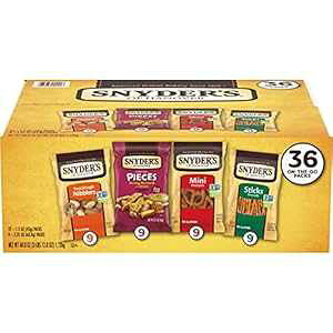Snyder's of HanoverAoGeBpbNvbcFAʃpbNA4 ނ̃t[o[A36  (36 pbN) Snyder's of Hanover, Variety Pack Pretzels, Individual Packs, 4 Flavors, 36 Ct (Pack of 36)