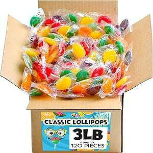 A Great Surprise Classic Lollipops - 3 Pounds - Flat Lollipops Individually Wrapped - Round Bulk Lollipops For Kids, Doctors Office, Camps (Round Classic)