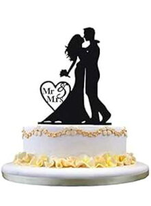 Mr & Mrs AN EFfBO P[L gbp[ p[eB[ fR[V P[L X^h (VGbgVYVw) Kaishihui Mr & Mrs Acrylic Wedding Cake Topper Party Decoration Cake Stand (Silhouette Bride and Groo