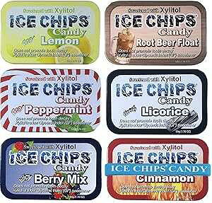 ICE CHIPS LVg[LfB[ 6 (oGeBpbN) YAOet[ - ʐ^̂悤ICE CHIPS BAND܂܂Ă܂ ICE CHIPS Xylitol Candy 6 Tins (Variety Pack); Low Carb, Gluten Free - include