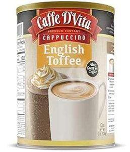 Caffe D'Vita English Toffee Cappuccino Mix - Instant Cappuccino Mix, Gluten Free, No Cholesterol, No Hydrogenated Oils, No Trans Fat, 99% Caffeine Free, Flavored Instant Coffee - 3 Lb Can