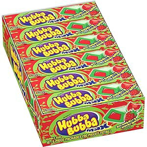 HUBBA BUBBA Bubble Gum Bulk, Chewing Gum Bulk Strawberry Watermelon Flavored, 18 Pack, 5 Pieces, Candy