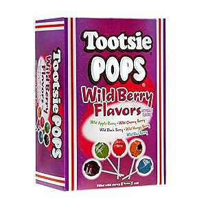 Tootsie Roll Tootsie Pops Limited Edition Assorted Wild Berry Flavors with Chocolatey Center - Over 3 Pounds Individually Wrapped Fruity Chocolate Lollipops - Peanut Free, Gluten Free, 100 Count