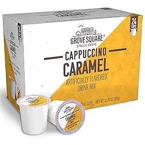 Grove Square Cappuccino Pods, Caramel, Single Serve (Pack of 24) (Pack May Vary)
