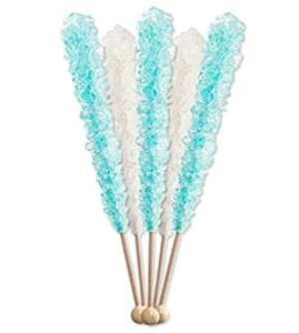ロックキャンディスティック 24 本 - ライトブルー 12 本と白 12 本 - ライトブルーはわたあめ、白はオリジナルシュガーフレーバー - 個別包装 Candy Buffet 24 Rock Candy Sticks - 12 Light Blue and 12 White - L