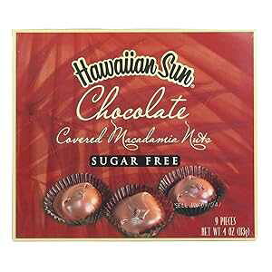 nCAT VK[t[ `R[gJo[}J_~Aibc 4IX Hawaiian Sun SUGAR-FREE Chocolate Covered Macadamia Nuts 4 Oz