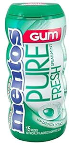 gX sAtbVVK[t[`[CKALVg[AXyA~gAnȂA15{g Mentos Pure Fresh Sugar-Free Chewing Gum with Xylitol, Spearmint, Non Melting, 15 Piece Bo