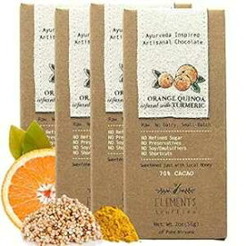 Elements トリュフ オレンジ キノア バー ターメリック入り - 乳製品フリー チョコレート バー - パレオ、グルテンフリー、非遺伝子組み換え、生 & 完全オーガニック チョコレート バー - アーユルヴェーダにインスピレーションを得たヘルシー チョコレー