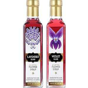 Floral Elixir Co. - All Natural Syrups for Cocktails & Sodas (2 x 8.5 oz) (Lavender & Violet)