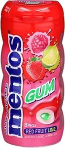 gXK - bht[cC -  (10pbN) Mentos Gum - Red Fruit Lime - Sugarfree (Pack of 10)