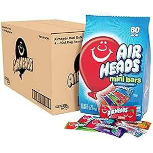 Airheads LfB~jo[At[ct[o[荇킹AʕAnȂAp[eB[Apg[ 80ct obOA4 ܓ{bNX Airheads Candy Mini Bars, Assorted Fruit Flavors, Individually Wrap